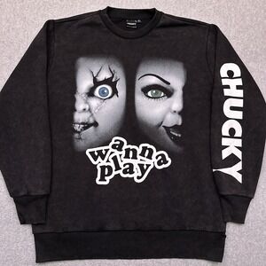 Chucky Bride‎ Of Chucky Wanna Play Sweatshirt Men's Small Oversized Halloween